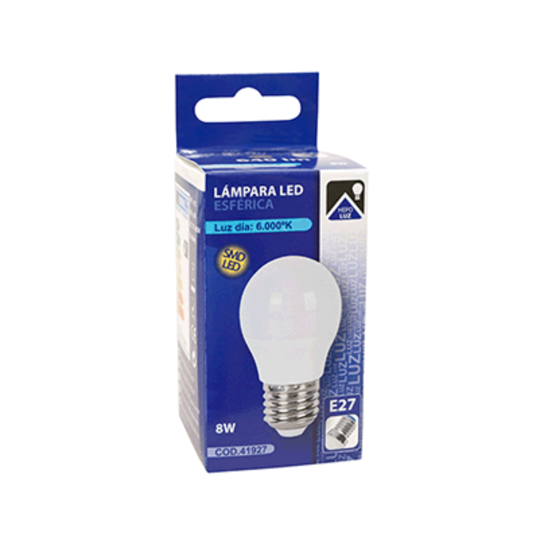 Bombilla esferica LED E27 8W 6000K