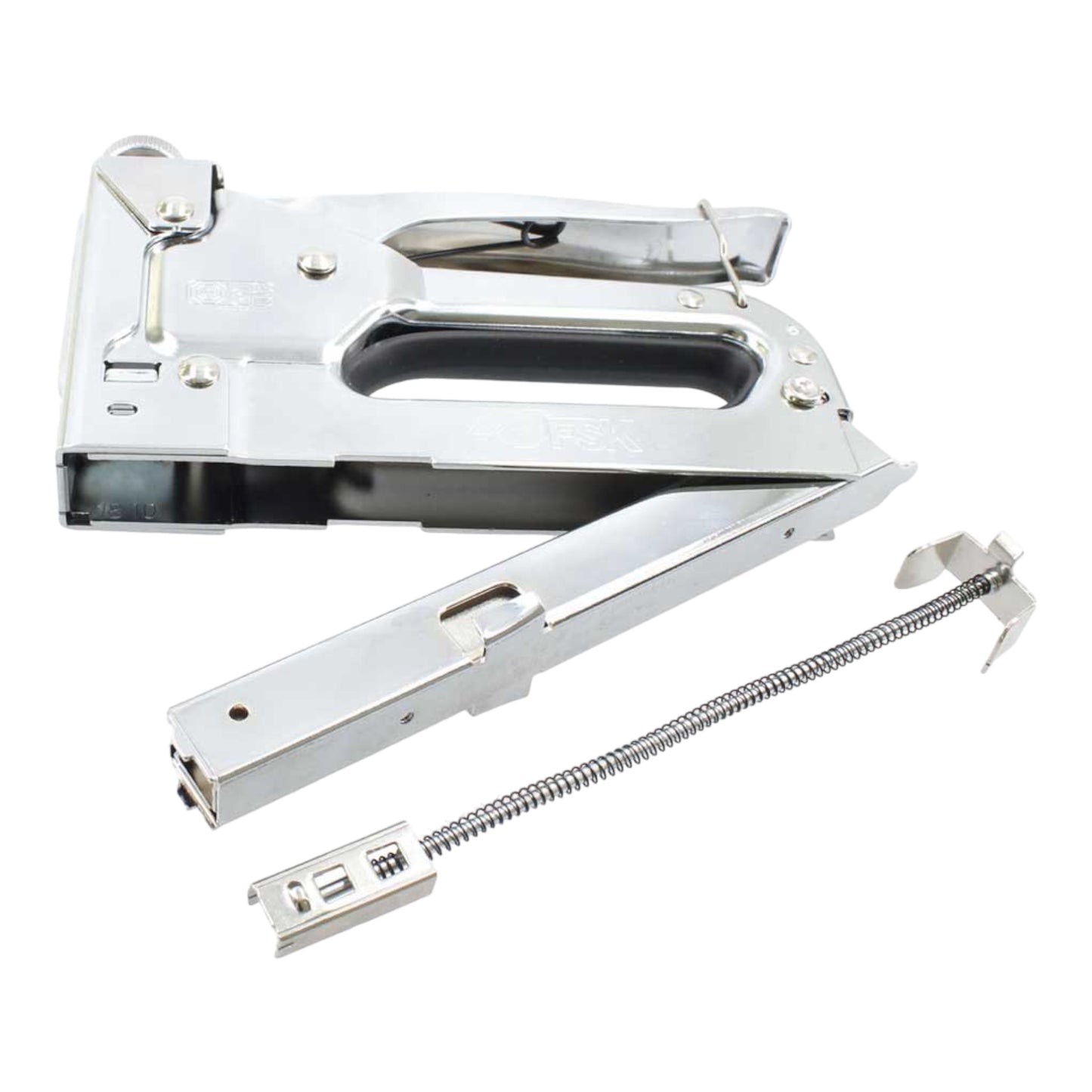 Ferrestock FSKGR500 Grapadora profesional con cuerpo de acero cromado, grapas tipo 530 de 6 a 16mm, tornillo de regulación y sistema de reemplazo rápido