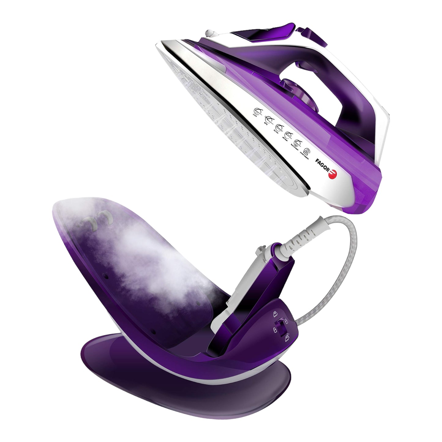 Fagor COMFORTA EasyDrive FG055 Plancha Inalámbrica, Suela Cerámica y Punta Precisión, Planchado Vertical, Golpe Vapor, 2600 W,
