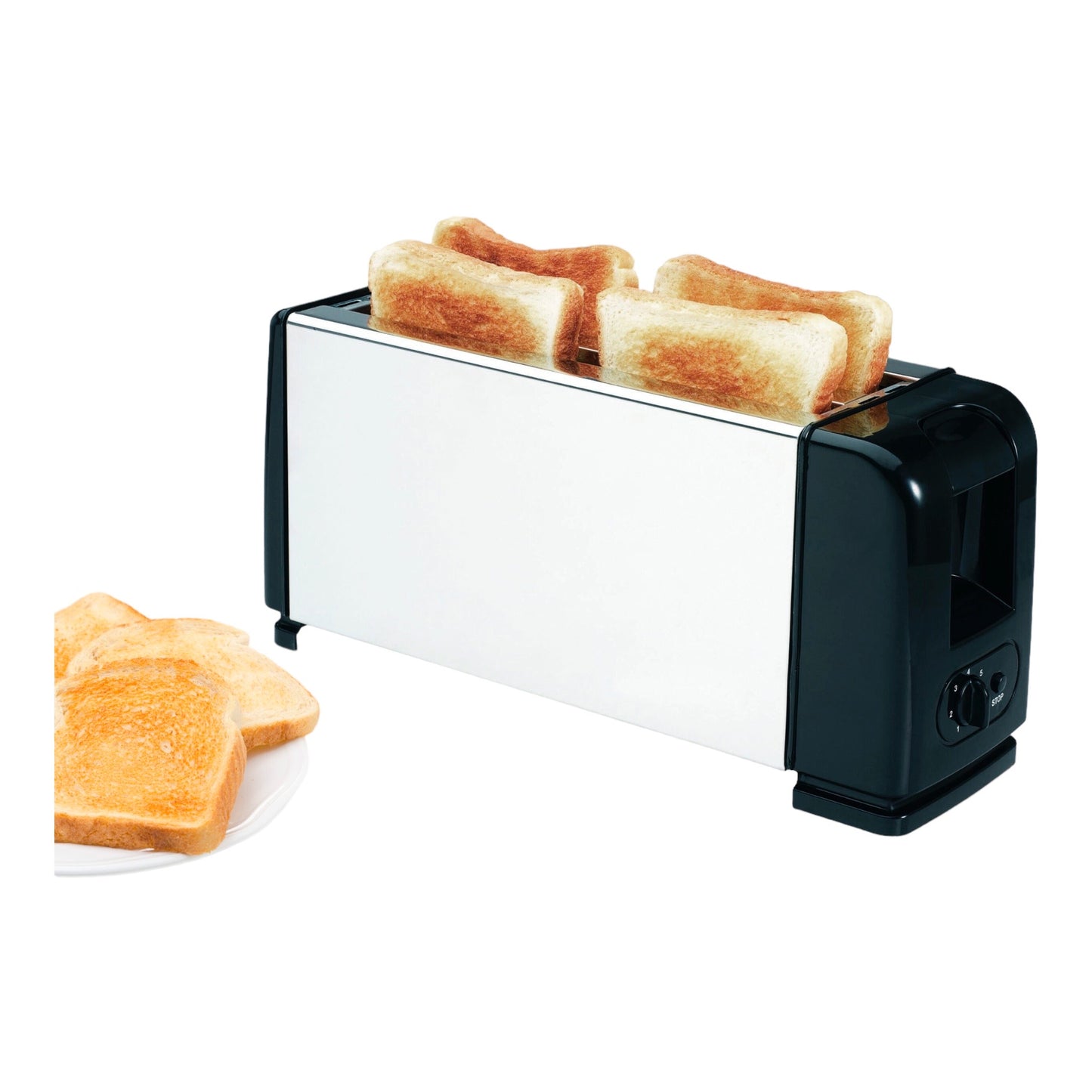 Wehouseware® Tostador eléctrico 4 rebanadas BN3346, Tostadora para 4 rebanadas, 6 niveles de tostado, 1200W,cuerpo de acero inoxidable