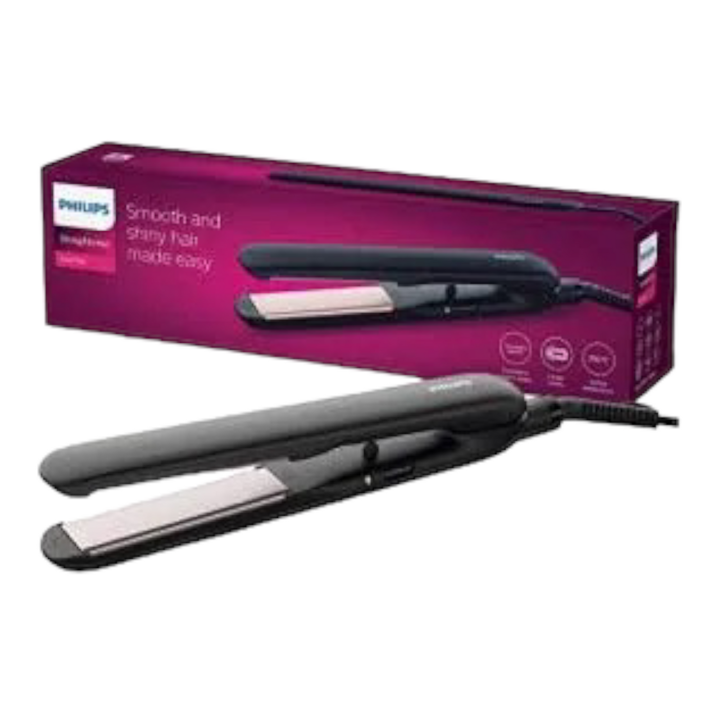 Plancha de pelo Philips EssentialCare HP8321/00 con placas de cerámica, extralargas, color negro