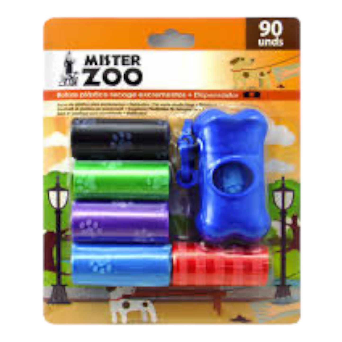 Dispensador y Bolsas de Residuos para Perros MISTER ZOO Azul (90 un)