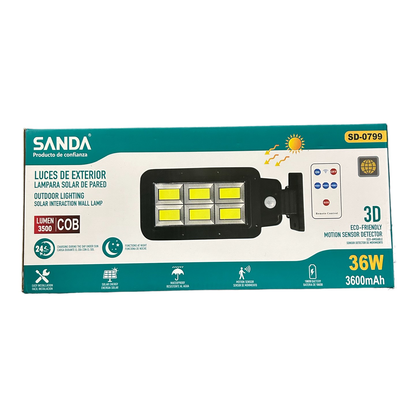 Luces de exterior lámpara solar de pared