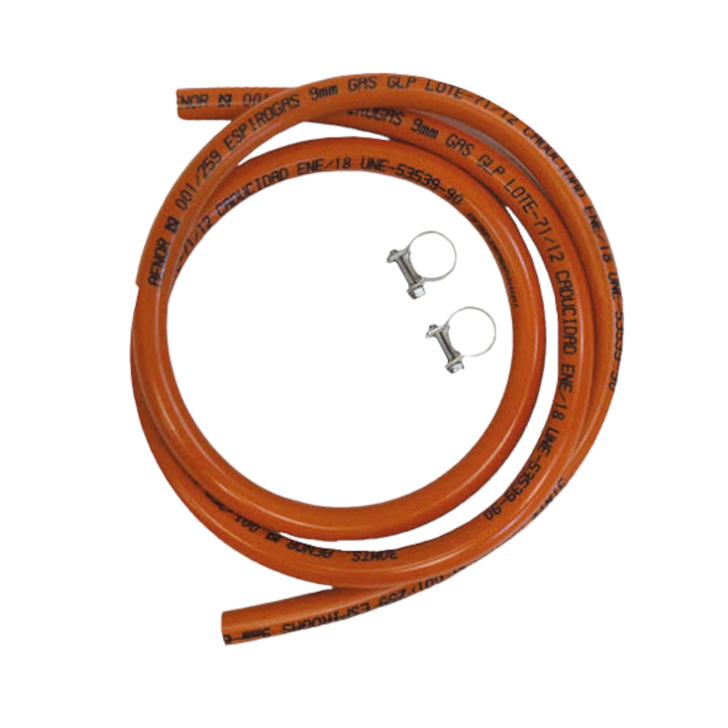 Manguera flexible butano 9mm de diametro interior 1.5 M Naranja