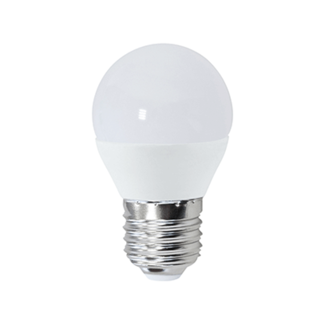 Bombilla esferica LED E27 5W 6000K Hepoluz