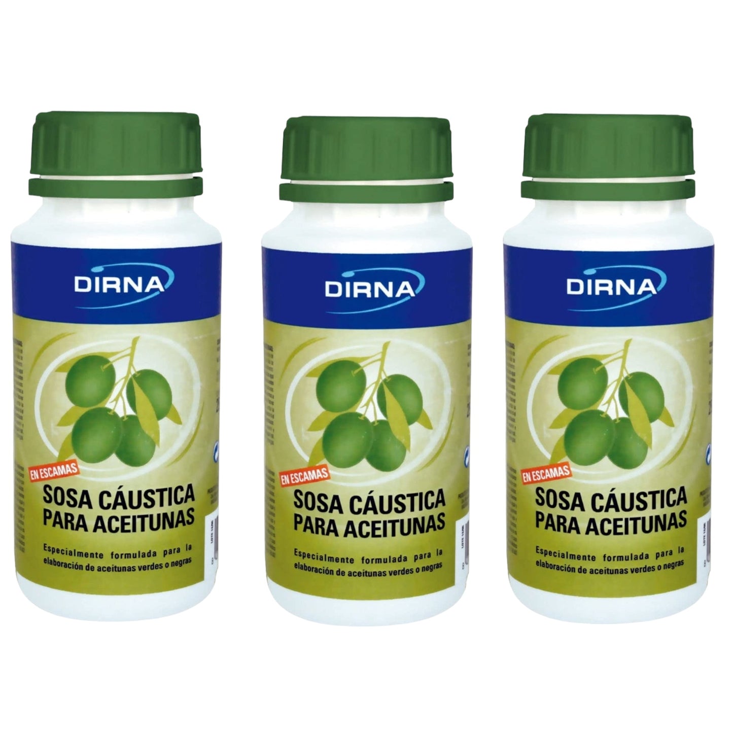 DIRNA Sosa Cáustica para la Elaboración de Aceitunas Tarro 250 gr Pack 3