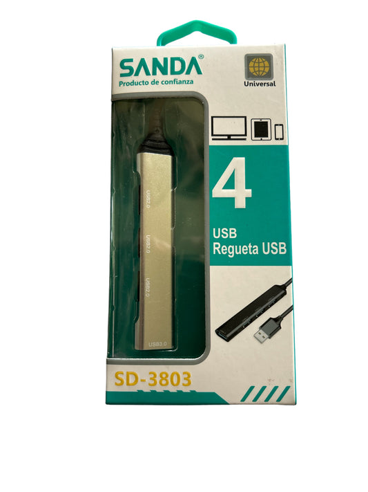 Adaptador Sanda SD-3803 | Spliter USB para 4x USB - Preto