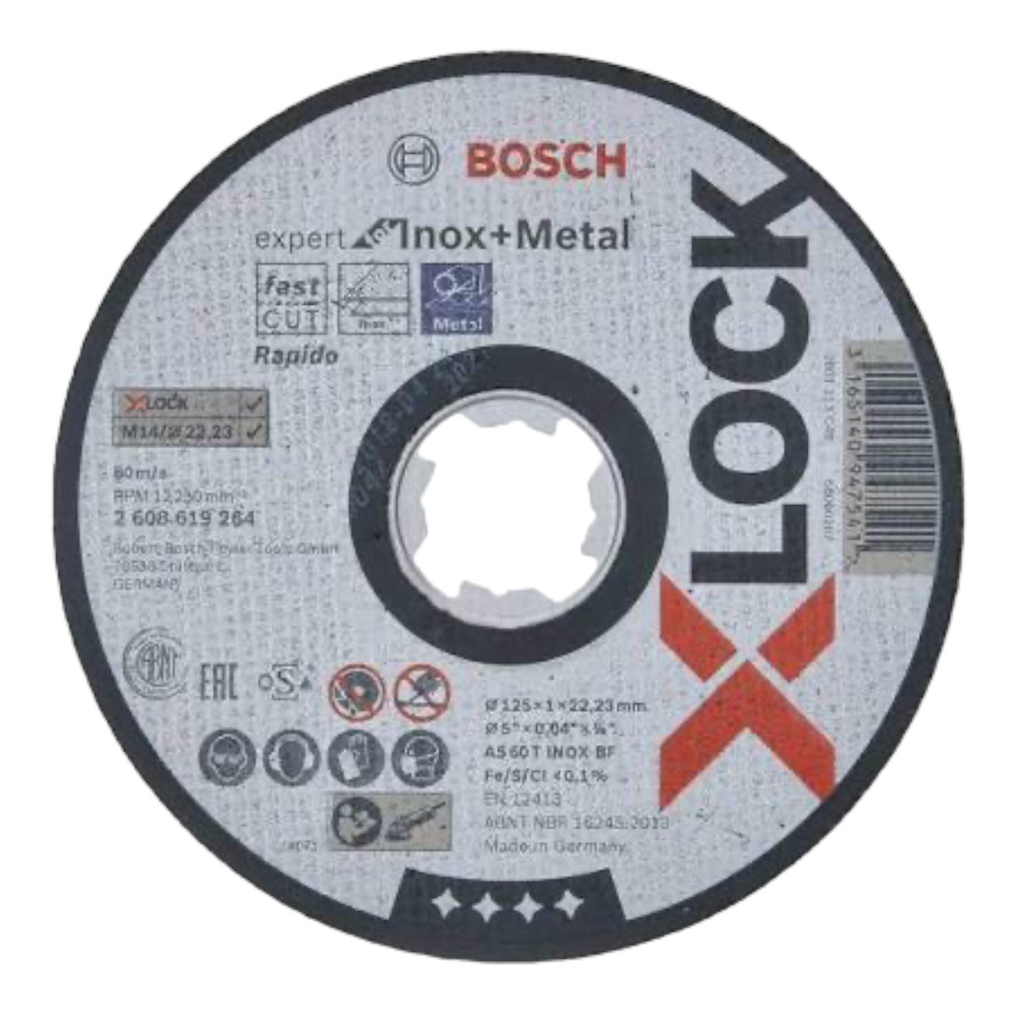 Bosch Professional Expert - Disco de corte recto (para inoxidable y metales, X-LOCK, Ø125 mm, diámetro del orificio: 22,23 mm, grosor:1 mm)