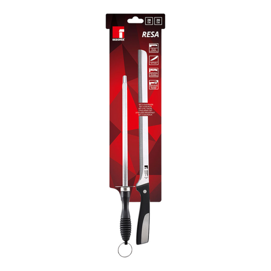 Resa Set Cuchillo Jamonero 25cm + Chaira 20cm Acero Inoxidable  bergner