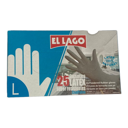 Guantes látex 25 unidades EL LAGO T-L