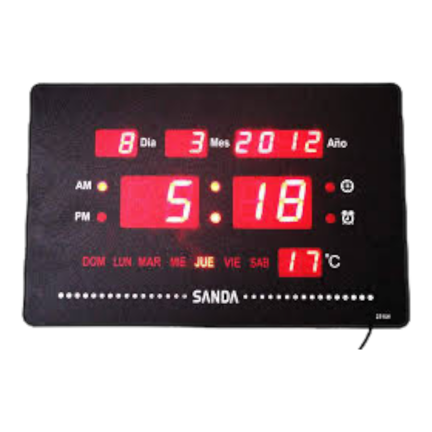 Reloj Pared Calendario Digital SD-0031 Alarma Temperatura + Soporte para Mesa