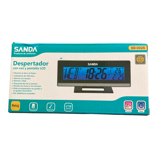 Despertador con voz y pantalla led SANDA SD-0026